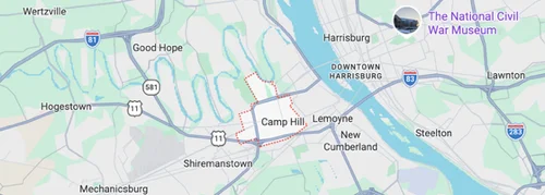 Map showing Camp Hill, PA location