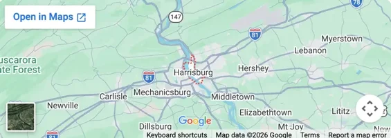 Map showing Camp Hill, PA location